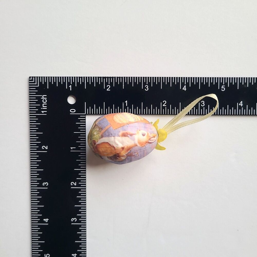 Lot of 10 Vintage Paper Mache Decoupage Easter Egg Tree Ornaments Bunny Bunnies - Picture 7 of 7